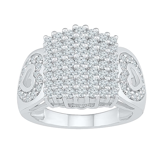Womens 1 1/2 CT. T.W. Natural White Diamond 10K Gold Cluster Cocktail Ring
