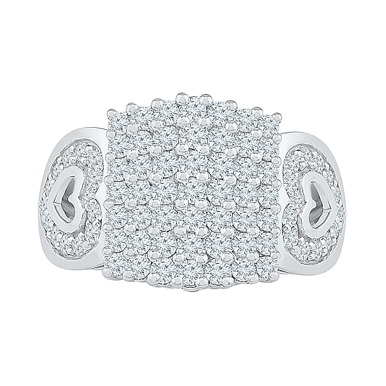 Womens 1 1/2 CT. T.W. Natural White Diamond 10K Gold Cluster Cocktail Ring