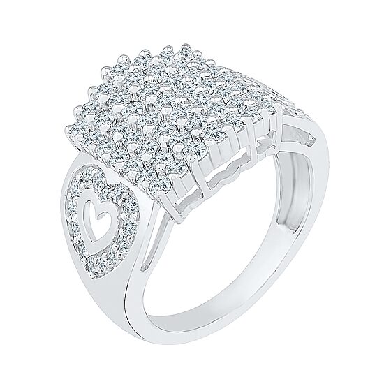 Womens 1 1/2 CT. T.W. Natural White Diamond 10K Gold Cluster Cocktail Ring