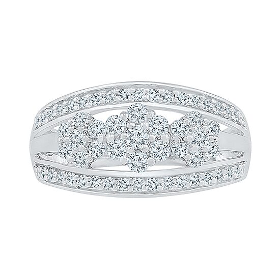 Womens 2MM 3/4 CT. T.W. Natural White Diamond 10K Gold Cluster Band