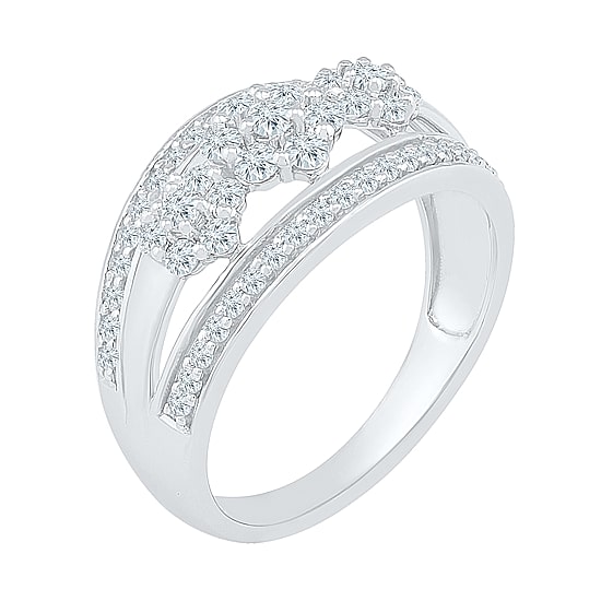 Womens 2MM 3/4 CT. T.W. Natural White Diamond 10K Gold Cluster Band