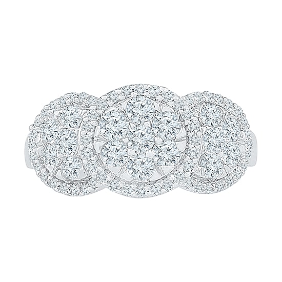 Womens 1 CT. T.W. Natural White Diamond 10K Gold Cluster Cocktail Ring