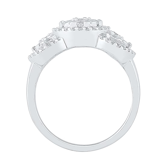 Womens 1 CT. T.W. Natural White Diamond 10K Gold Cluster Cocktail Ring