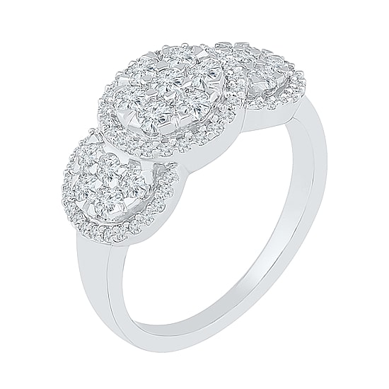 Womens 1 CT. T.W. Natural White Diamond 10K Gold Cluster Cocktail Ring