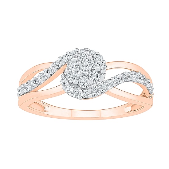 Womens 1/3 CT. T.W. Natural White Diamond 10K Gold Cluster Cocktail Ring