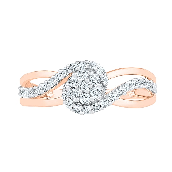 Womens 1/3 CT. T.W. Natural White Diamond 10K Gold Cluster Cocktail Ring