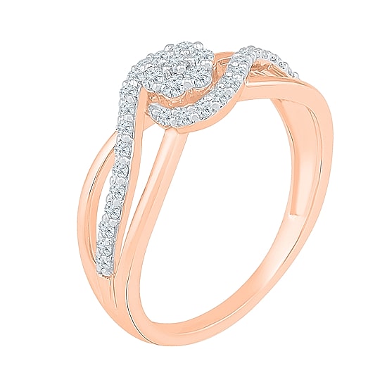Womens 1/3 CT. T.W. Natural White Diamond 10K Gold Cluster Cocktail Ring