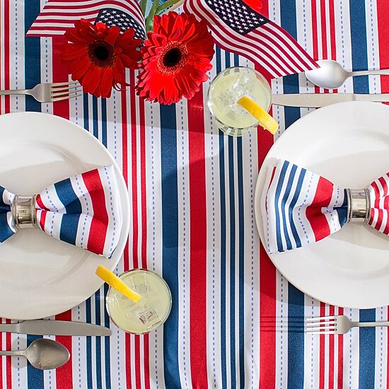 Design Imports Patriotic Stripe Outdoor Tablecloth