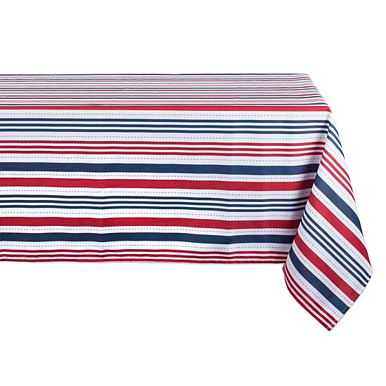 Design Imports Patriotic Stripe Outdoor Tablecloth