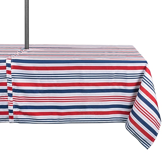 Design Imports Patriotic Stripe Outdoor Umbrella Tablecloth