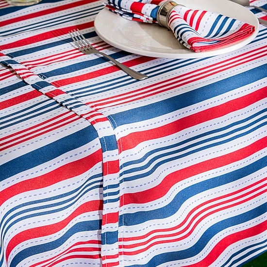 Design Imports Patriotic Stripe Outdoor Umbrella Tablecloth