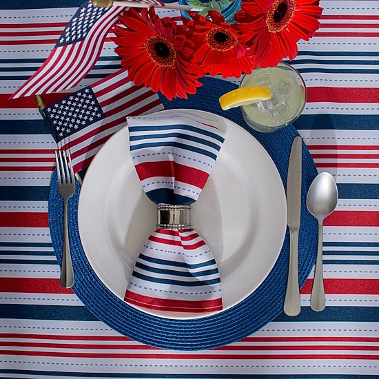 Design Imports Patriotic Stripe Outdoor Umbrella Tablecloth