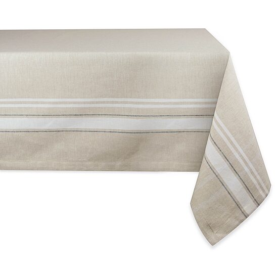 Design Imports Chambray French Sripe Tablecloth
