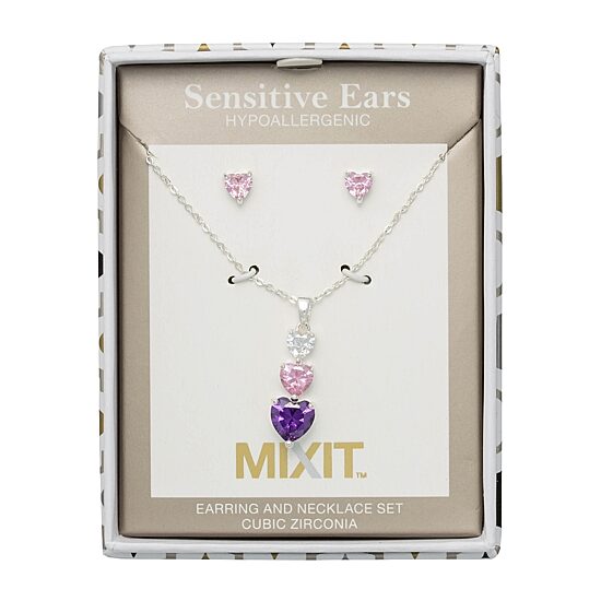 Mixit Womens Heart Hypoallergenic 2-pc. Jewelry Set