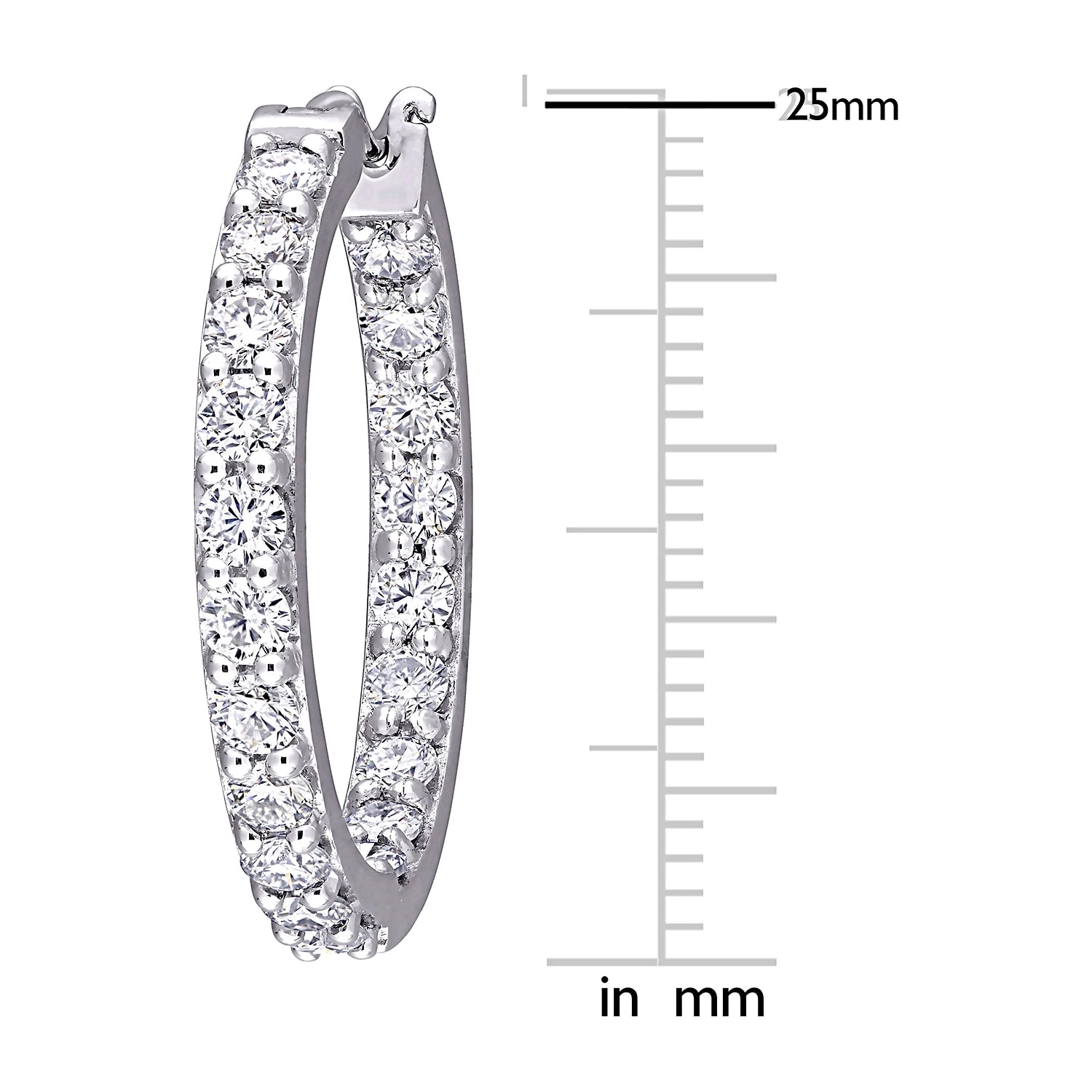 Womens 2 1/2 CT. T.W. Lab Created White Moissanite 10K Gold 25mm Hoop Earrings