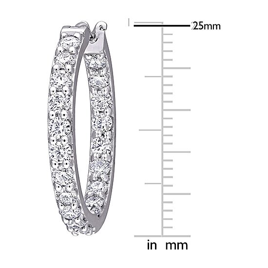 Womens 2 1/2 CT. T.W. Lab Created White Moissanite 10K Gold 25mm Hoop Earrings