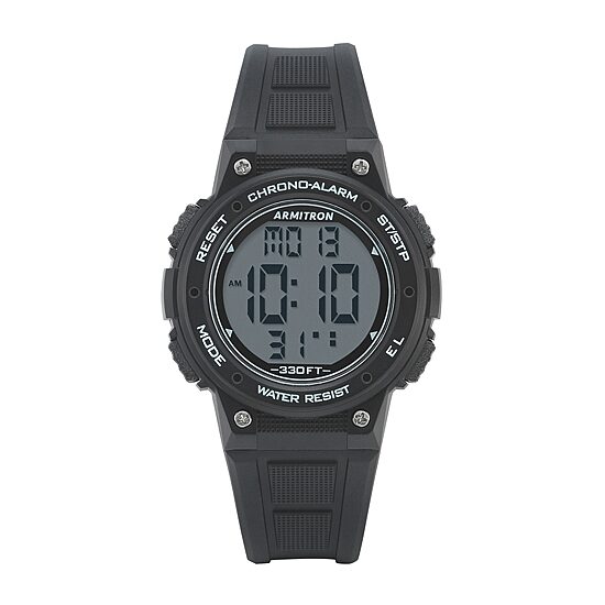 Armitron Pro-Sport Womens Chronograph Digital Black Strap Watch 45/7086blk
