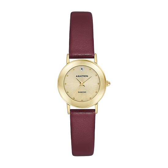 Armitron Womens Red Leather Strap Watch 75/2447chgpby