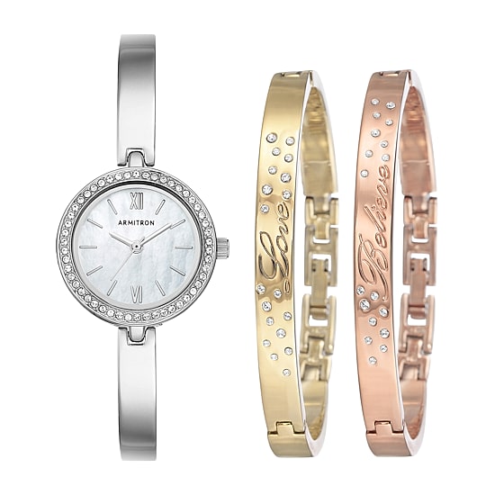 Armitron Womens Crystal Accent Multicolor 3-pc. Watch Boxed Set 75/5582mptcst
