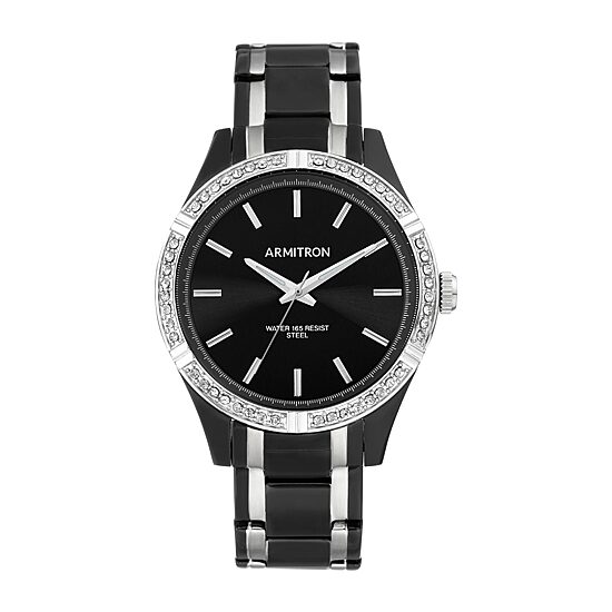 Armitron Unisex Adult Crystal Accent Two Tone Stainless Steel Bracelet Watch 20/5317bktb