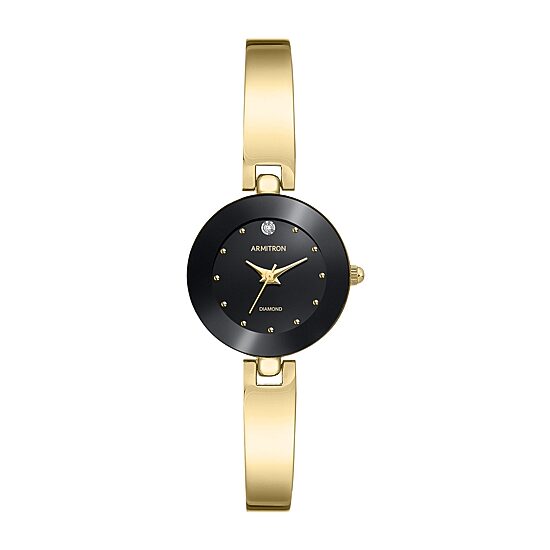 Armitron Womens Diamond Accent Gold Tone Bracelet Watch 75/5646bkgp