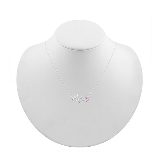 Heartbeat Womens Lab Created Pink Sapphire Sterling Silver Heart 17 Inch Pendant Necklace