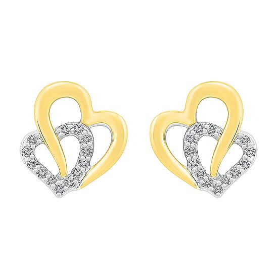 Lab Created White Sapphire 10K Gold Sterling Silver 12mm Heart Stud Earrings