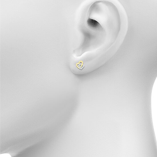 Lab Created White Sapphire 10K Gold Sterling Silver 12mm Heart Stud Earrings