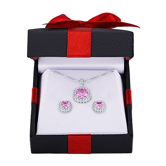 Womens Lab Created Pink Sapphire Sterling Silver Jewelry Set