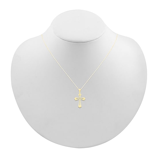 Womens 10K Gold Cross 18 Inch Pendant Necklace