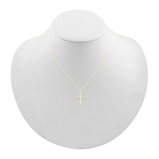 Womens 10K Gold Cross 18 Inch Pendant Necklace