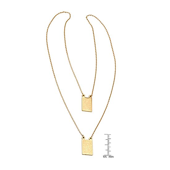 Sacred Heart Of Jesus And Our Lady Of Mount Carmel Scapular Medal Mens 18K Gold Over Stainless Steel Rectangular 24 Inch Pendant Necklace