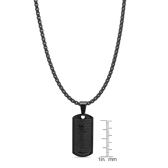Steeltime Serenity Prayer Mens Stainless Steel Dog Tag 24 Inch Pendant Necklace