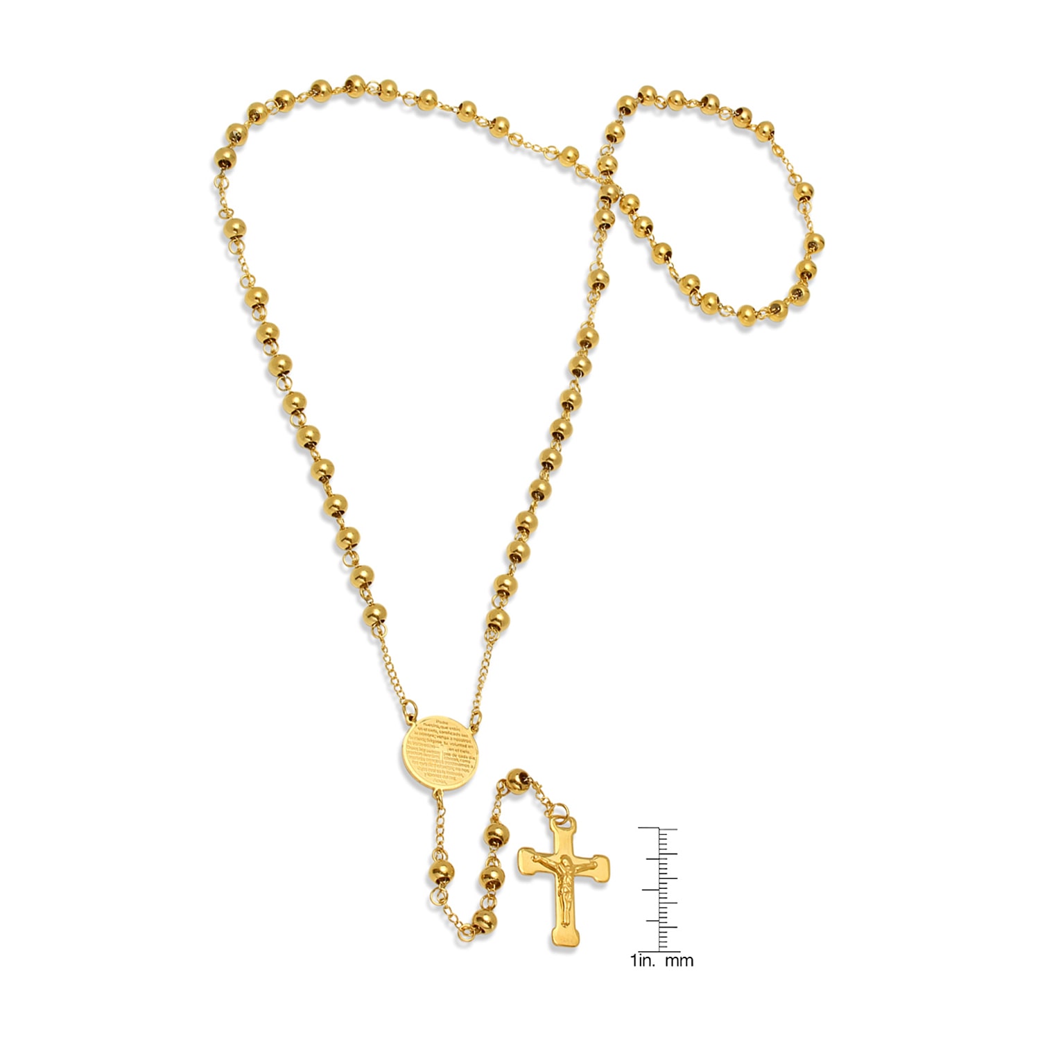 Steeltime Lord'S Prayer Medallion Mens 27 Inch Rosary Necklace