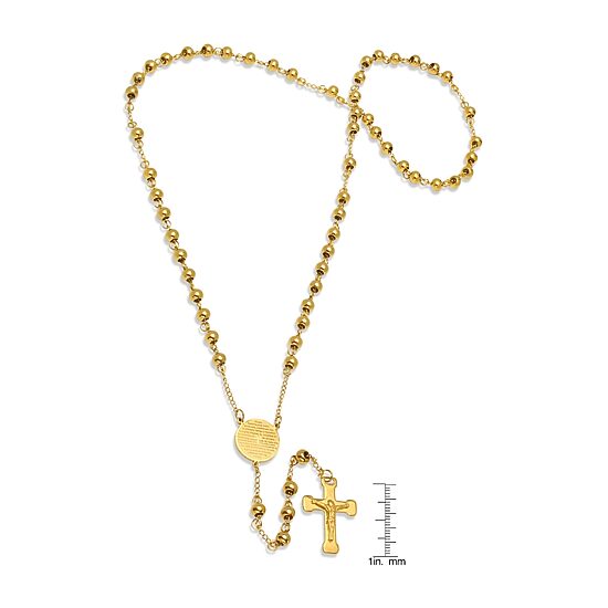 Steeltime Lord'S Prayer Medallion Mens 27 Inch Rosary Necklace