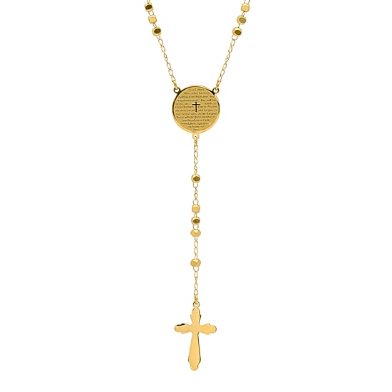 Steeltime Lord'S Prayer Medallion Mens 20 Inch Rosary Necklace