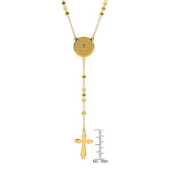 Steeltime Lord'S Prayer Medallion Mens 20 Inch Rosary Necklace