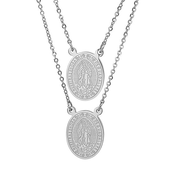 Steeltime Nuestras Senora De Guadalupe / Our Lady Of Guadalupe Mens Stainless Steel 28 Inch Pendant Necklace