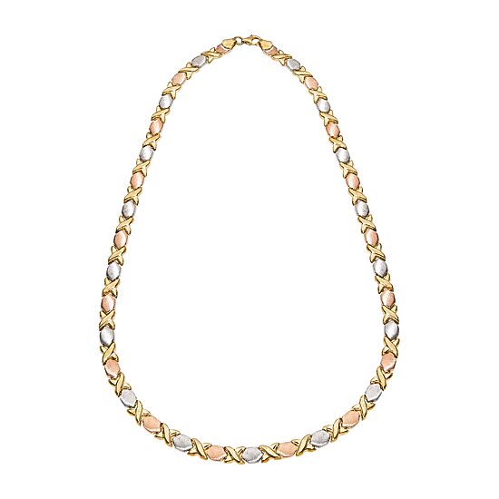 Womens 14K Tri-Color Gold Over Silver 18 Inch Tennis Necklace