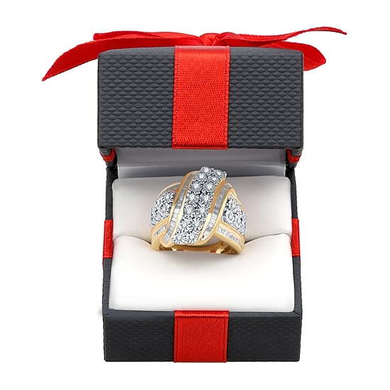 Womens 1 CT. T.W. Natural White Diamond  Cocktail Ring in Sterling Silver or 14K Gold Over Silver