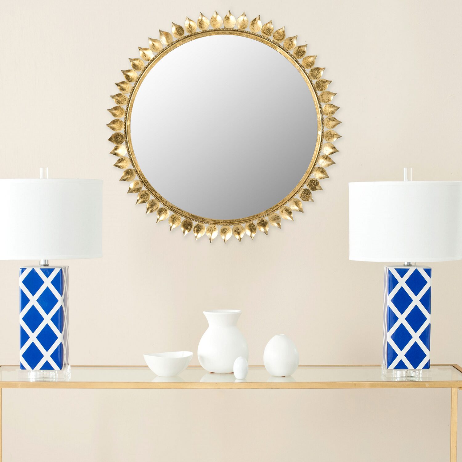 Safavieh Leaf Crown Gold Wall Mount Sunburst Wall Mirror