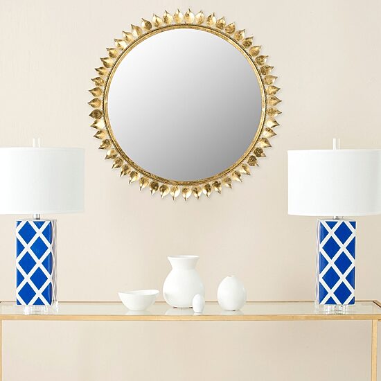 Safavieh Leaf Crown Gold Wall Mount Sunburst Wall Mirror