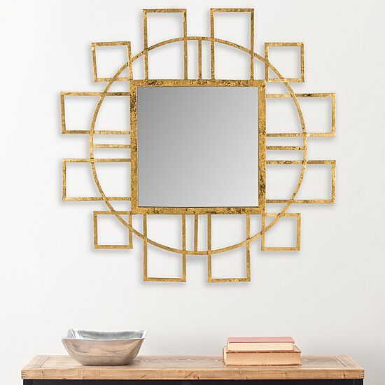 Safavieh Matrix Gold Geometric Wall Mount Sunburst Wall Mirror