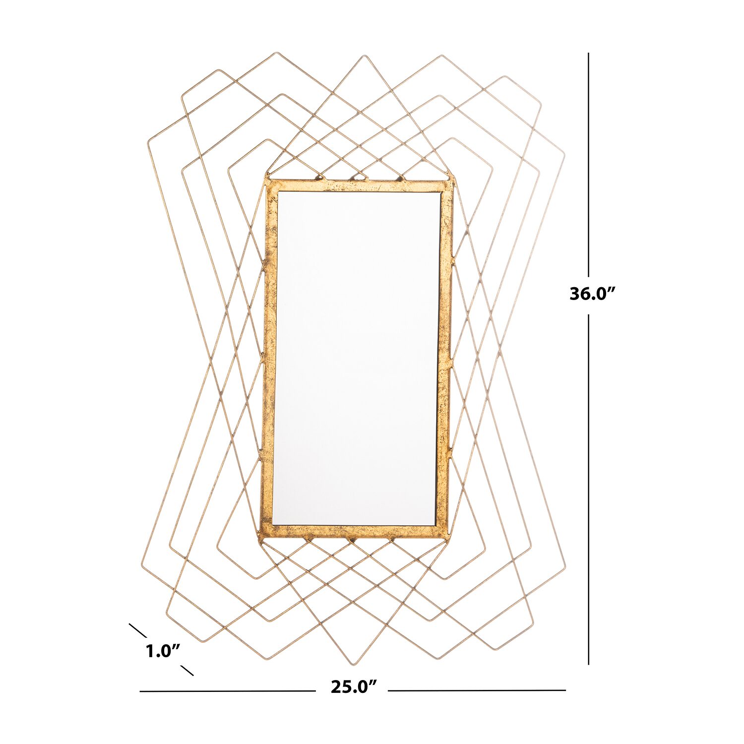 Safavieh Hazelton Gold Foil Wall Mount Rectangular Wall Mirror