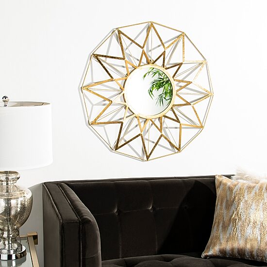 Safavieh Kilburn Gold Foil Wall Mount Round Wall Mirror