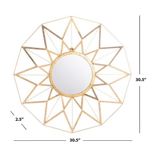 Safavieh Kilburn Gold Foil Wall Mount Round Wall Mirror
