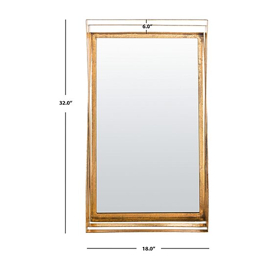 Safavieh Resa Gold Retro Wall Mount Rectangular Wall Mirror