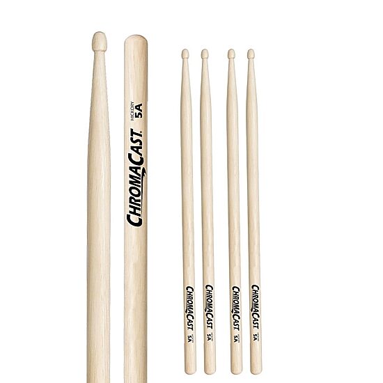 ChromaCast 5A 3 Pairs of Hickory Drumsticks with Bag