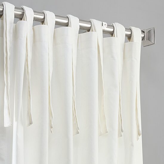 Exclusive Fabrics & Furnishing Solid 100% Cotton Tie Top Light-Filtering Single Curtain Panel