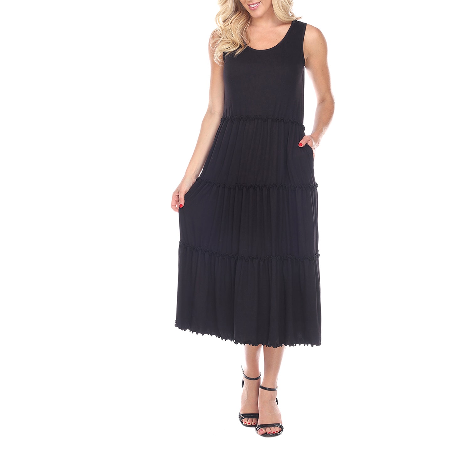 White Mark Womens Midi Scoop Neck Sleeveless Maxi Dress